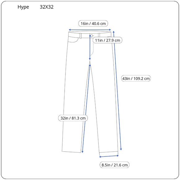 Hype Mens Sz 32 X 32 Medium Wash Denim Blue Jeans Straight Leg Decorated Pockets - Picture 3 of 15